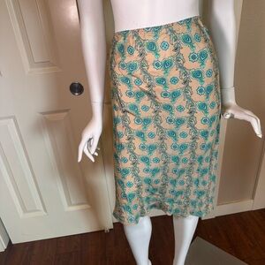Vintage GAP Paisley Silk Skirt in Beige and Blue Y2K